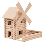Walachia windmill wooden construction toy kit built up on a white background