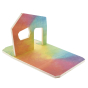 Back of the Waldorf family eco-friendly wooden rainbow play house toy set on a white background