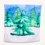 Wonderie large Waldorf play silk in the Winter Wonderland print hung from a rope line on a white background