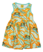 Organic cotton children sleeveless gather skirt dress with tree frog and leafy foliage print from DUNS