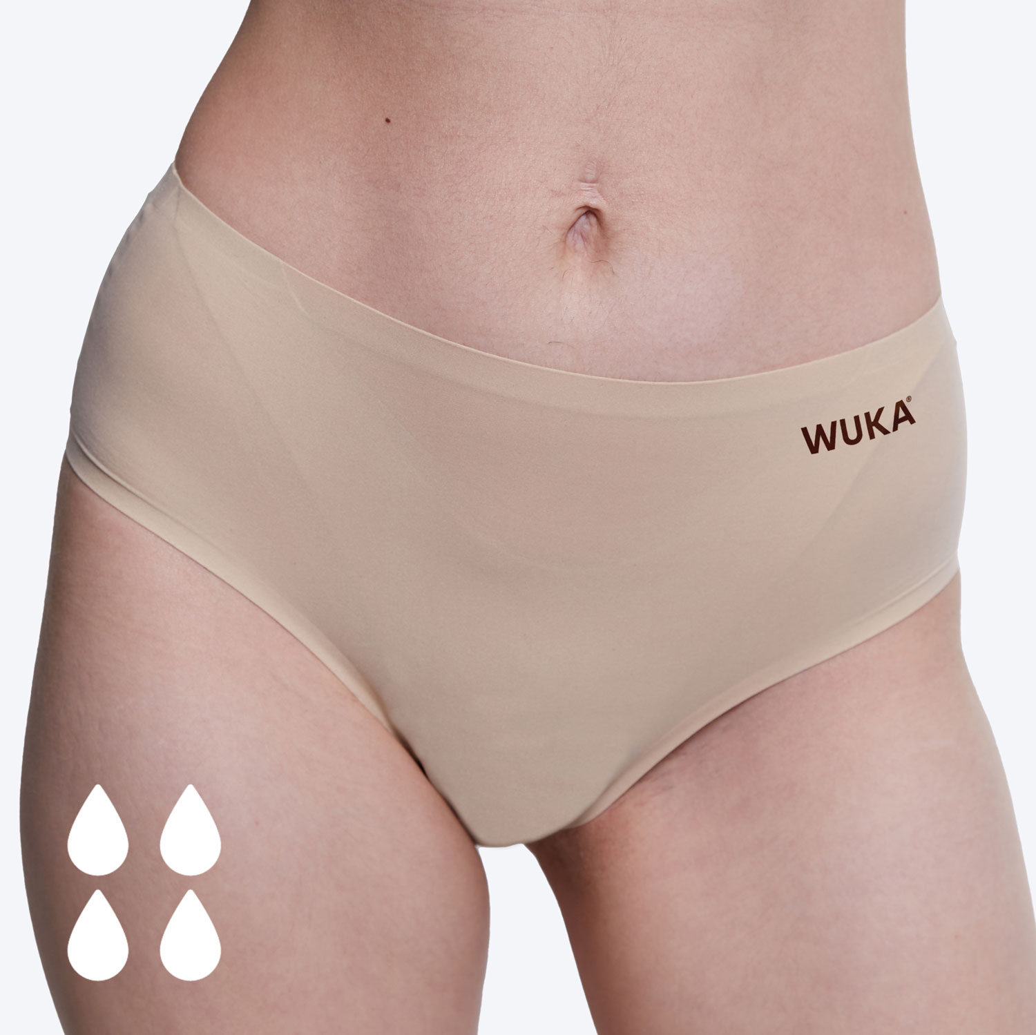 WUKA Stretch Seamless Midi Brief Heavy flow Period Pants - Light Nude
