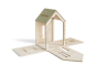 Babai eco-friendly magnetic wooden dollhouse dismantled on a white background
