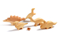 Bumbu childrens handmade natural wooden dinosaur toy figures on a white background