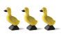 Close up of the Bumbu sustainable wooden duck chicks on a white background