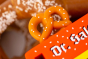 Close up of the giant toy pretzel on top of the Candylab collectable pretzel toy truck