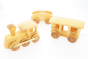 Handmade sustainably sourced wooden Debresk large train set on a white background