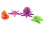 Green rubber toys biodegradable sea creature toys on a white background