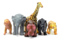 Green Rubber Toys biodegradable natural rubber jungle animals set on a white background