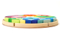 Grimm's Lara Waldorf toy blocks in their round base on a white background