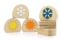Hellion Toys handcrafted plastic-free wooden temperature blobs laid out on a white background