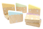 Hellion Toys handmade natural wooden pastel houses set laid out on a white background