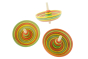 3 Mader plastic free sombrero spinning toys in the summer colour on a white background