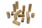 Papoose plastic-free wooden stacking log toys scattered on a white background