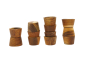 Papoose plastic-free stacking wooden bowls in 4 piles on a white background