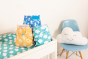 Tots Bots Matchy nappies in lucky duck, bumble and fluffy clouds print 