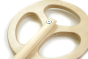 Close up of the Triclimb arben wooden steering wheel attachment on a white background