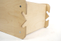Close up of the fixing mechanism on the Triclimb wooden enclosure on a white background