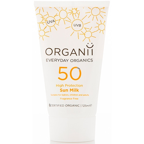 Organii SPF50 Mineral Sun Cream Milk 125ml for babies and children