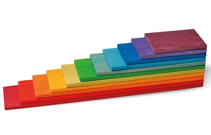 Grimms Building Boards Rainbow Handcrafted Wooden Building Blocks 