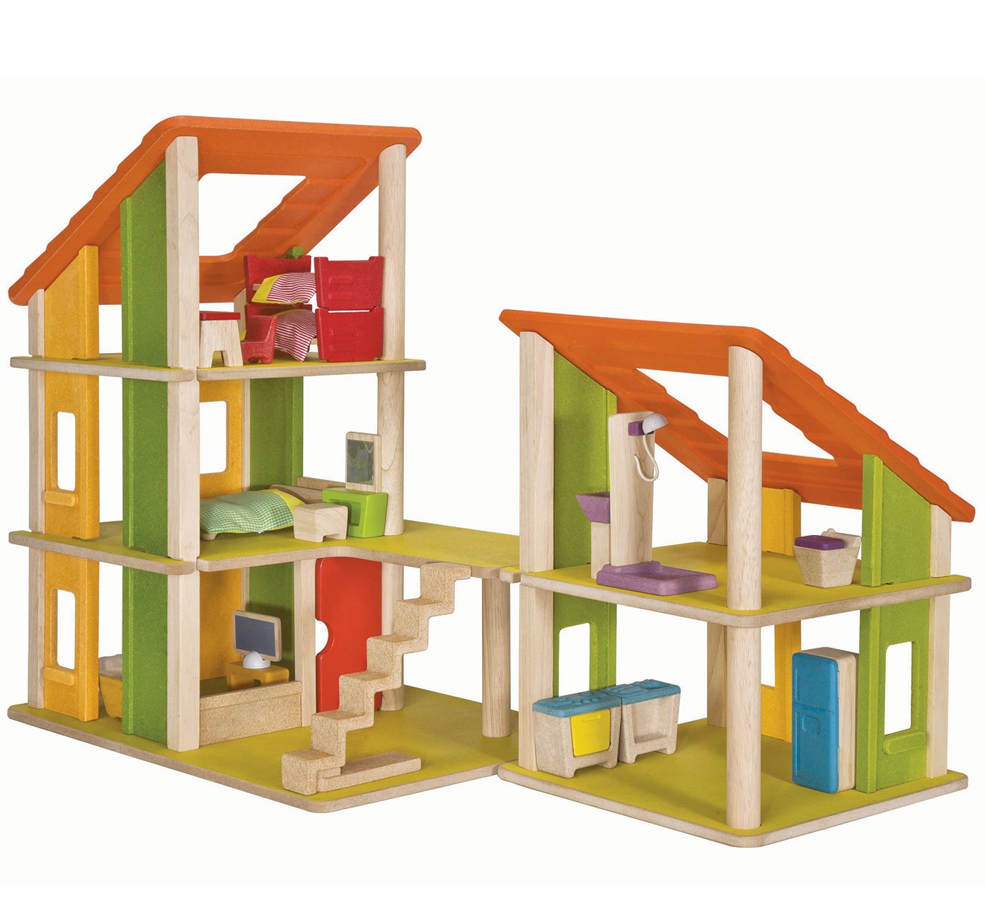 plan toy chalet doll house with furniture