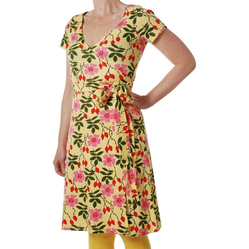 Duns Adult Rosehip Yellow Short Sleeve Wrap Dress