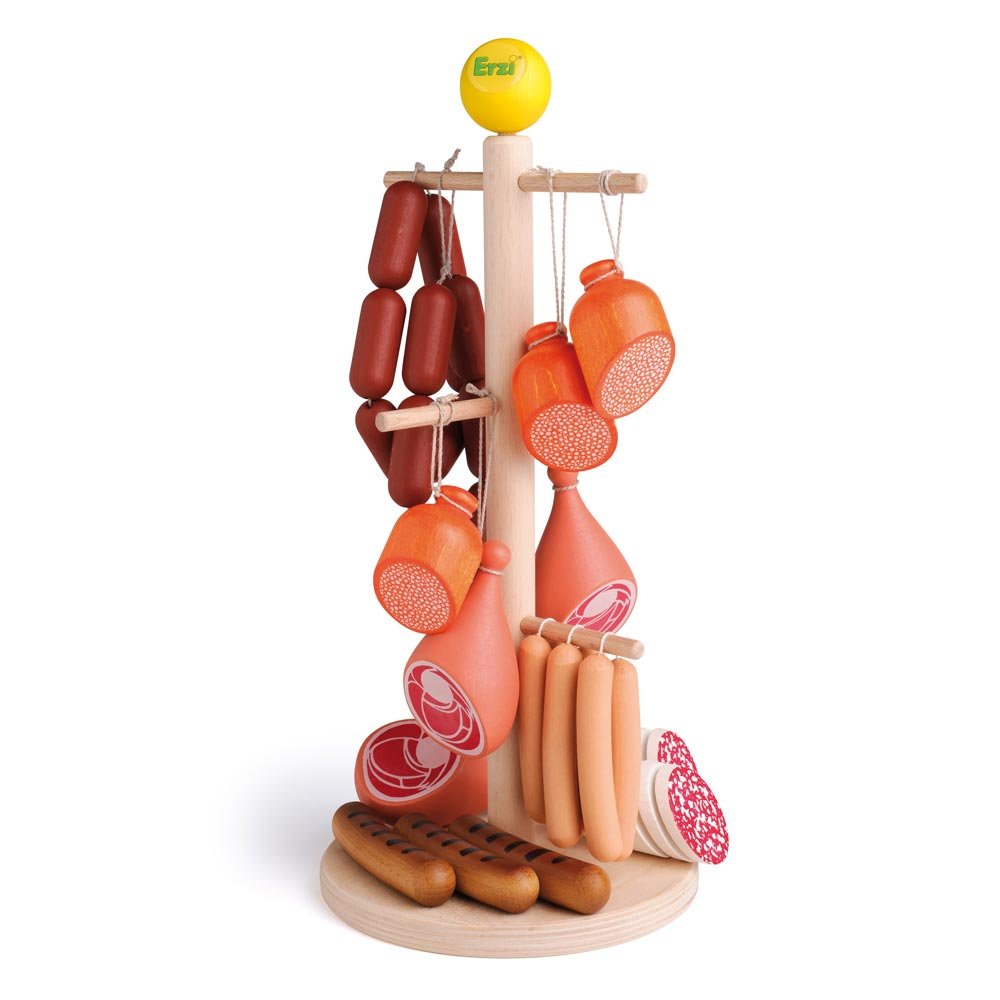 Erzi Wooden pretend role play food play kitchen shop Meat Sausages chain ring 
