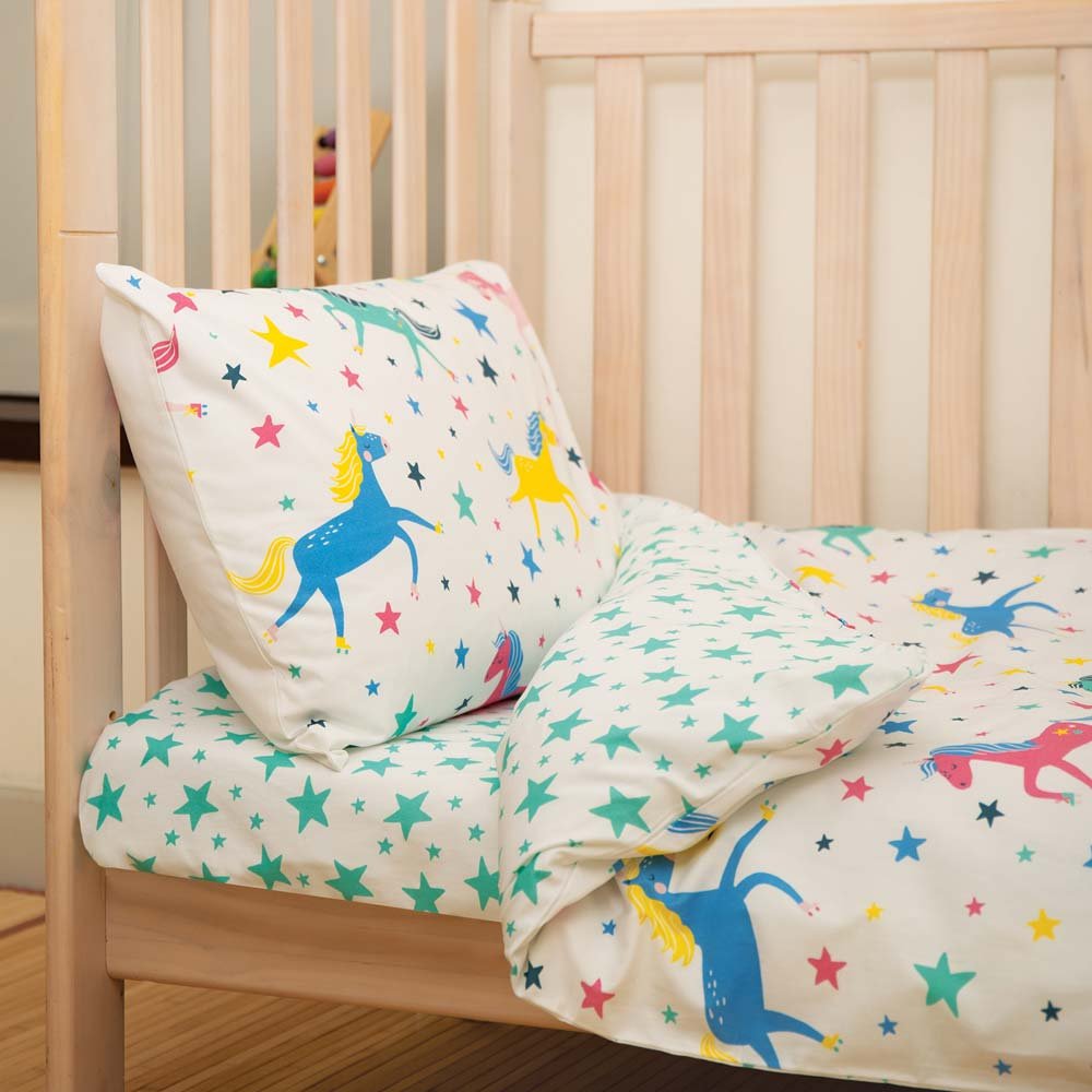 Frugi Unicorn Stars Cuddle Up Cot Bed Duvet Set