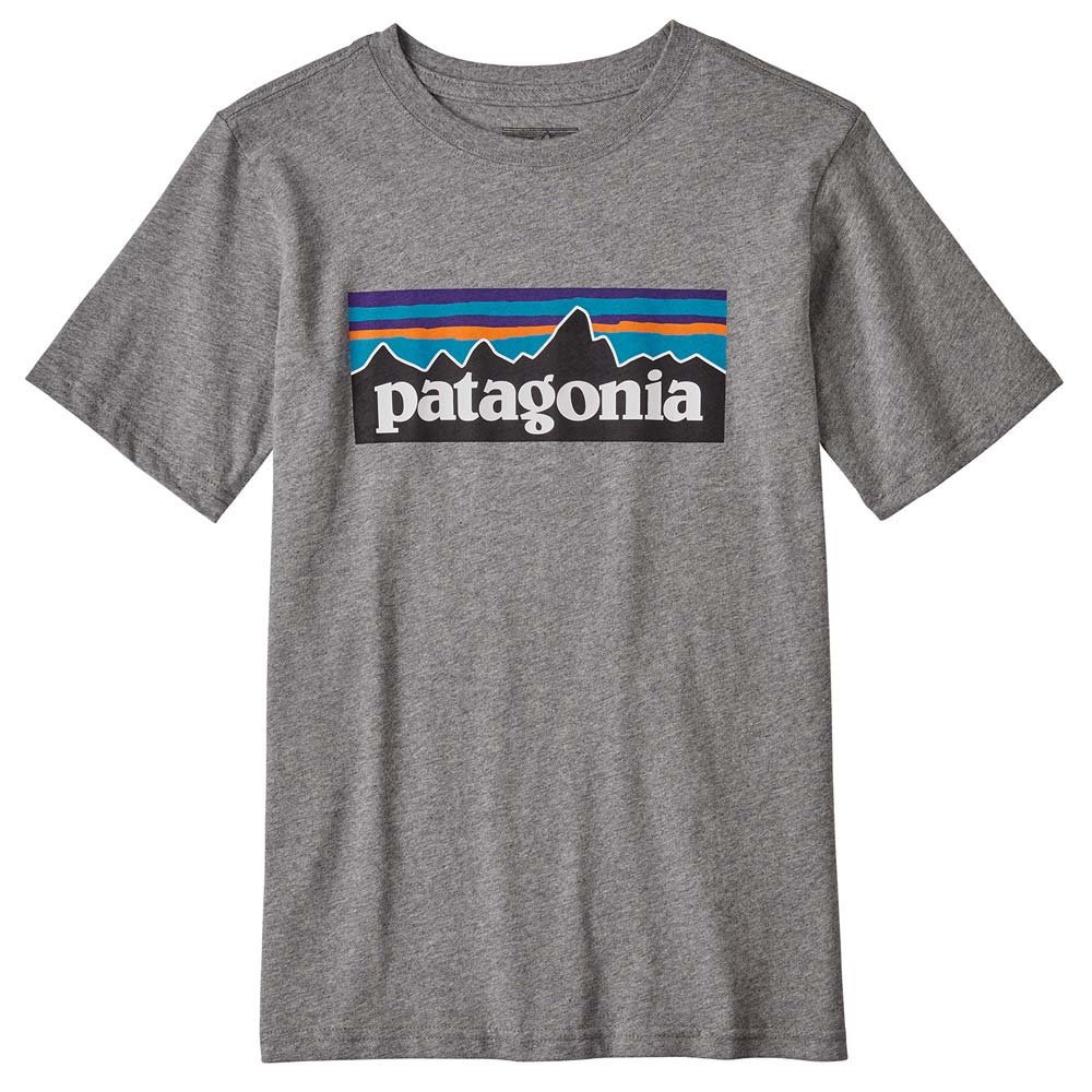 Patagonia P-6 Logo Organic T-Shirt Gravel Heather White