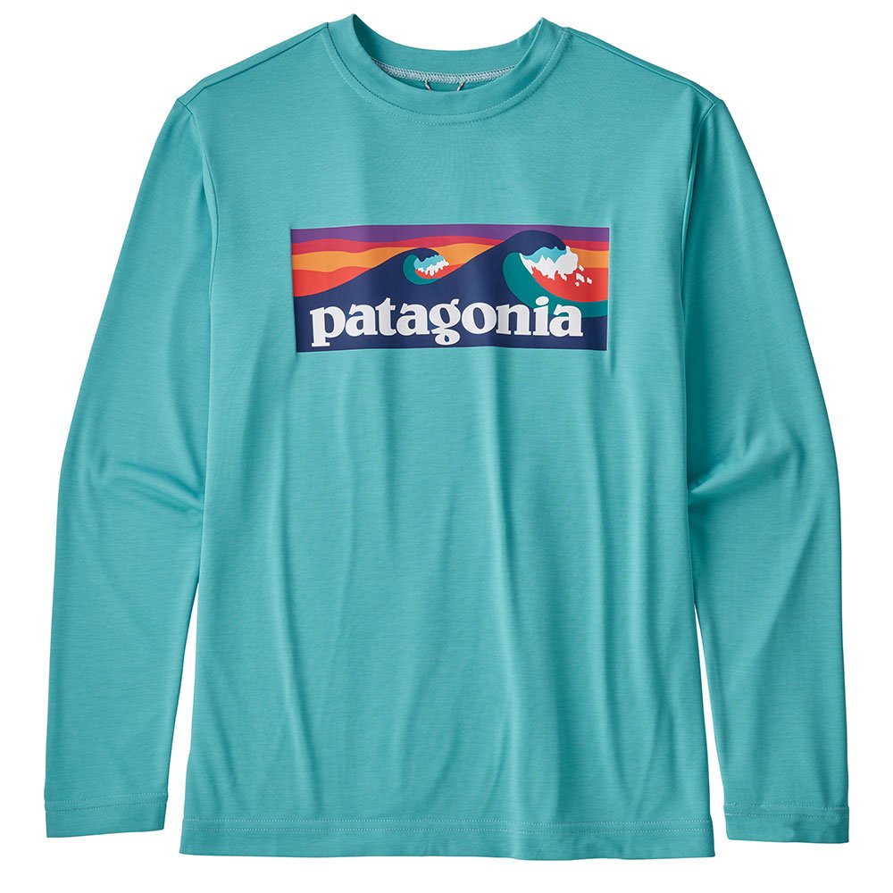 Patagonia Cap Cool Daily LS T-Shirt: Boardshort Logo - Iggy Blue X-Dye