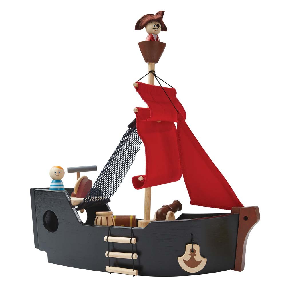 Plan Toys Brown Wooden Pirate Ship 