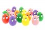 Assortment of Lanco eco-friendly squeaky rubber egg toys on a white background