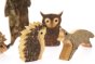 Close up of the hedgehog and fox toys in the Papoose natural woodland animal figures set