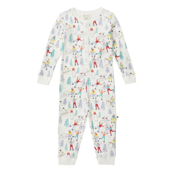 Piccalily eco-friendly organic cotton childrens onesie in the winter wonderland colour on a white background