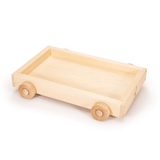 Uncle Goose eco-friendly handmade wooden toy wagon on a white background