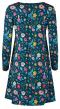 Frugi scandi floral nichole dress for adults with lpong sleeves from the back