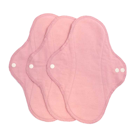 3 pack of Imse Vimse classic reusable period pads in the blossom solid colour on a white background