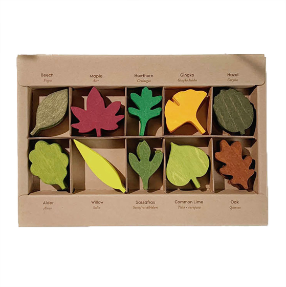 Moon Picnic Woodland Leaf toy set in its box on a white background