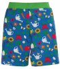 back of blue organic cotton reversible shorts with the garden print from frugi