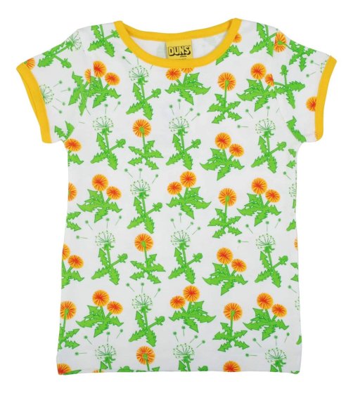 organic cotton children short sleeve top with bright dandelion print from DUNS