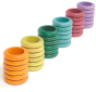 Grapat Loose Parts Earth Tone Wooden Rings 6 Colours Supplementary Set, the 36 piece set, stacked in 6 colours