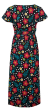 Frugi Adults cecile wrap dress in black with colourful flowers all over
