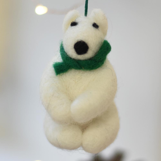 Fair Trade Felt Polar Bear Decoration by Namaste