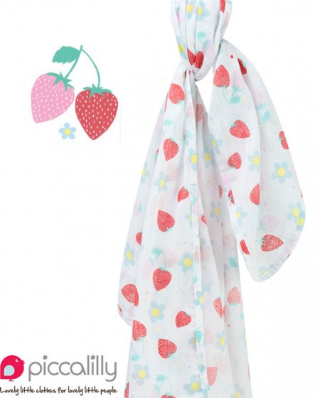 Piccalilly Strawberry Print Muslin Swaddle