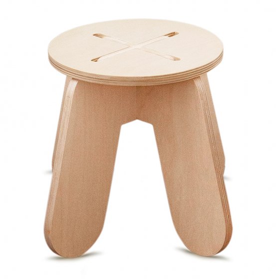 Babai eco-friendly wooden stool on a white background