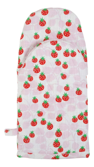 Duns Wild Strawberries Lavender Cotton/Linen Oven Glove