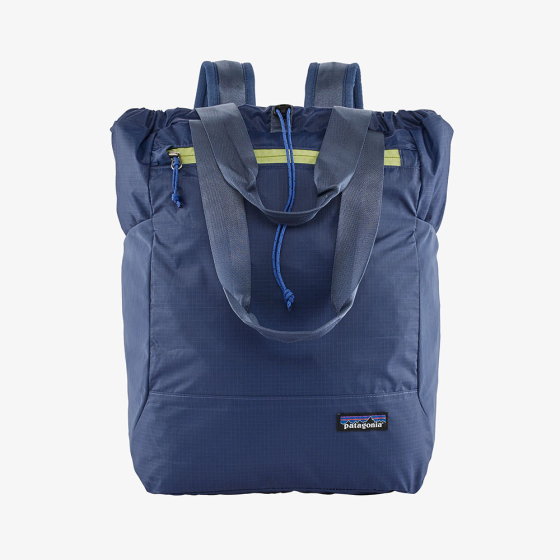 Picture of the blue tote pack (front view). Picture background is white.