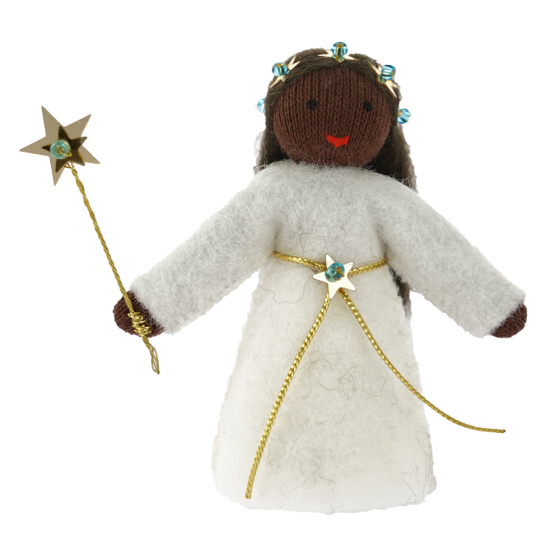 Ambrosius collectable blue wishfair fairy with black skin on a white background