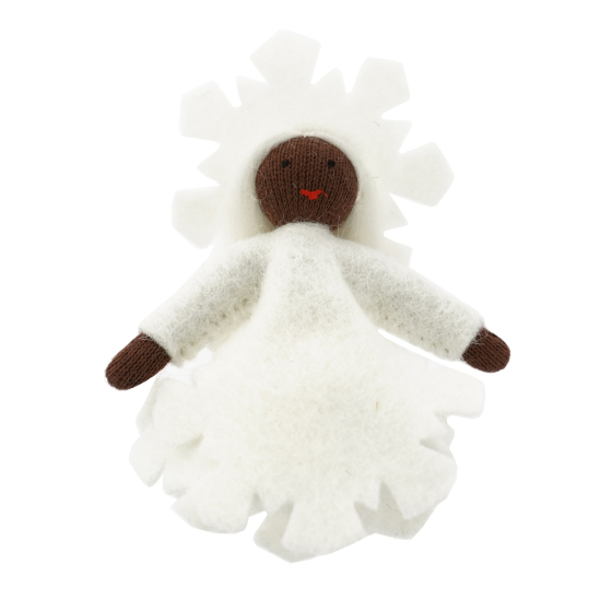 Ambrosius eco-friendly hanging snowflake figure with black skin on a white background