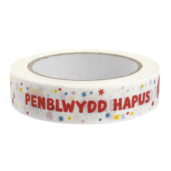 Babipur Penblwydd Hapus Eco Paper Tape on a white background
