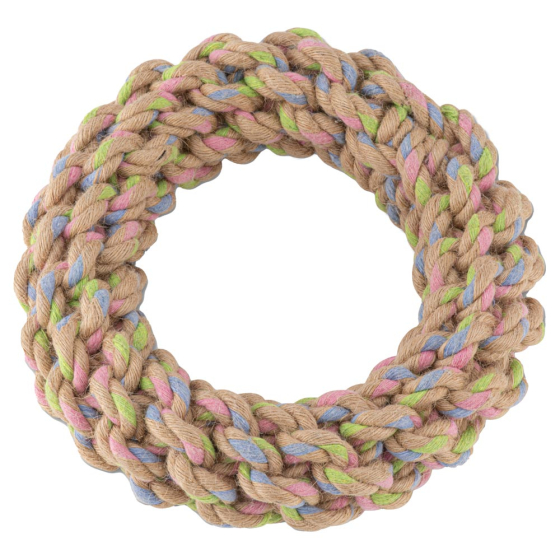 Beco Pets sustainable sourced hemp rope Jungle Ring dog toy on a white background.